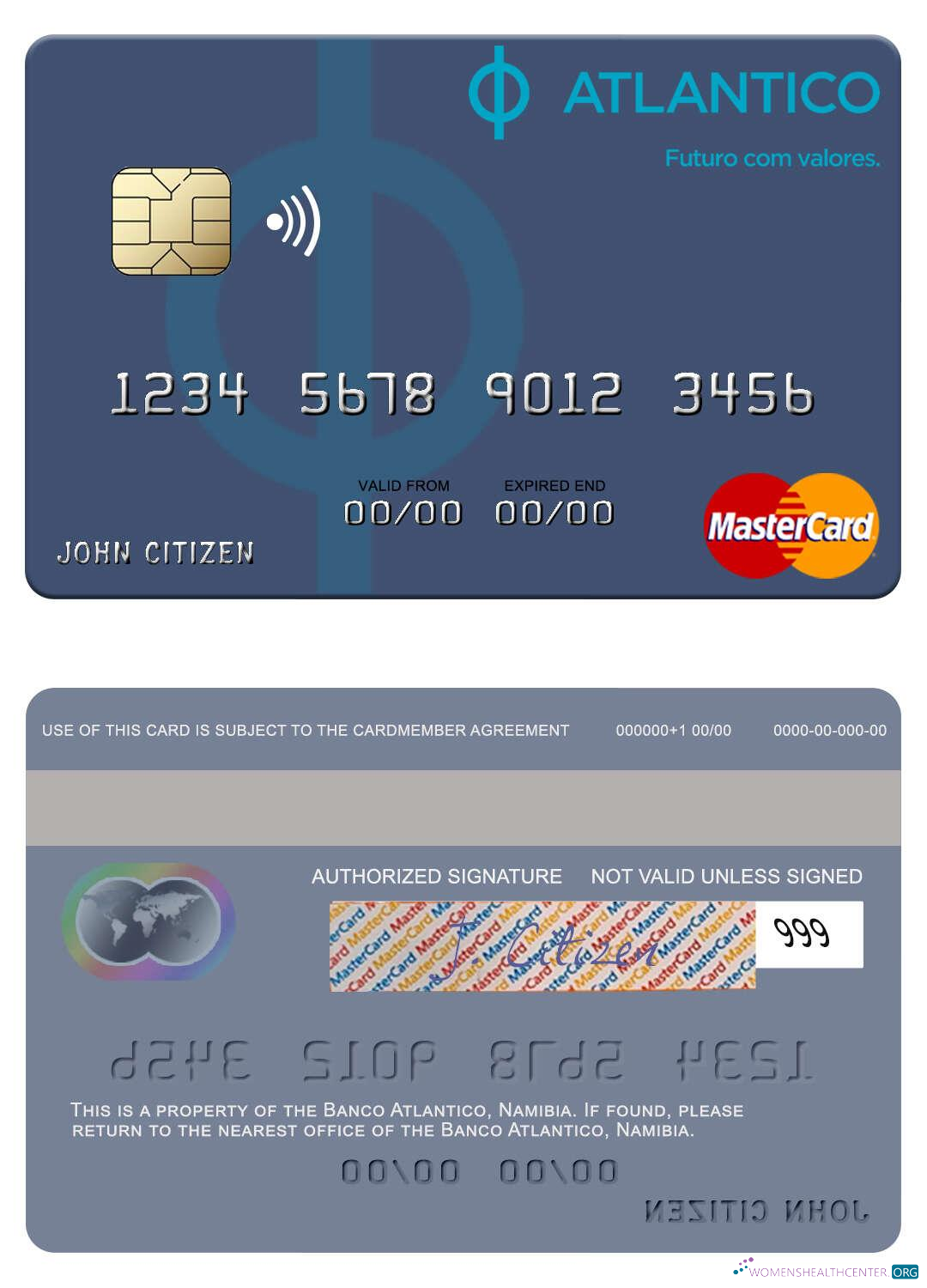Download Namibia Banco Atlantico mastercard Photoshop template